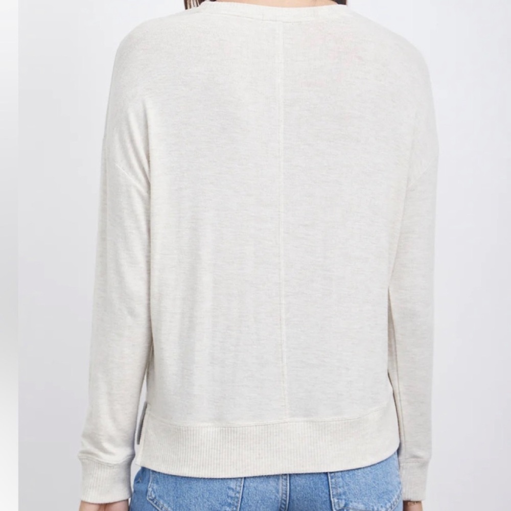 New Rails Iggy Top Moonlight Melange Ribbed Long Sleeve Oatmeal - Picture 2 of 8